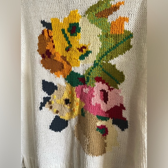 SMYTHE X AUGDEN FLORAL INTARSIA CREW Sweater- WHITE MULTI - Picture 7 of 15